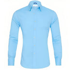 Chemise homme à fermeture éclair, sans repassage, six coloris, bleu clair