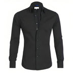 Chemise homme à fermeture éclair, sans repassage, six coloris, noir