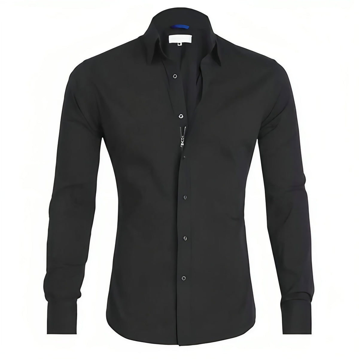 Chemise homme à fermeture éclair, sans repassage, six coloris, noir
