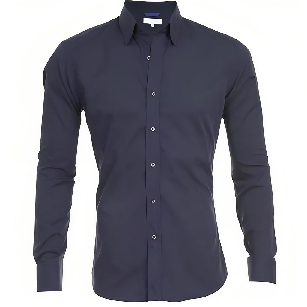 Chemise homme à fermeture éclair, sans repassage, six coloris, bleu marine