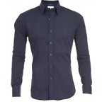 Chemise homme à fermeture éclair, sans repassage, six coloris, bleu marine