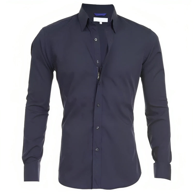 Chemise homme à fermeture éclair, sans repassage, six coloris