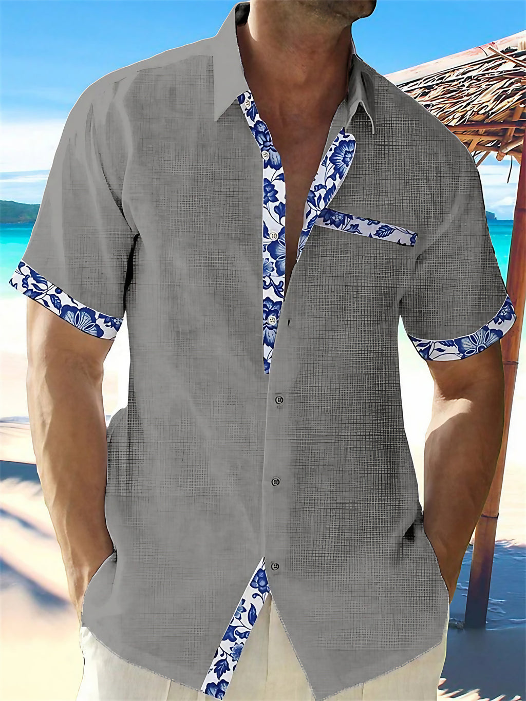 Chemise homme légère pour le printemps et l'été, du S au 5XL, gris
