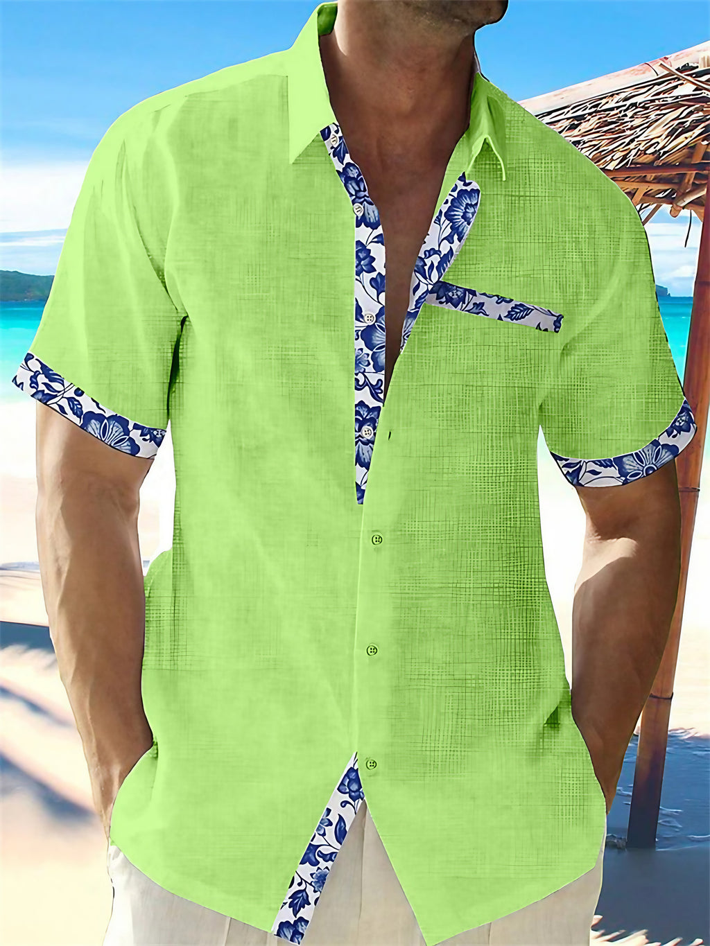 Chemise homme légère pour le printemps et l'été, du S au 5XL, vert