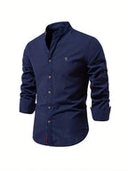 Chemise homme à manches longues, col classique, huit coloris, bleu marine