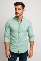 Chemise homme à manches longues, col classique, huit coloris, vert clair