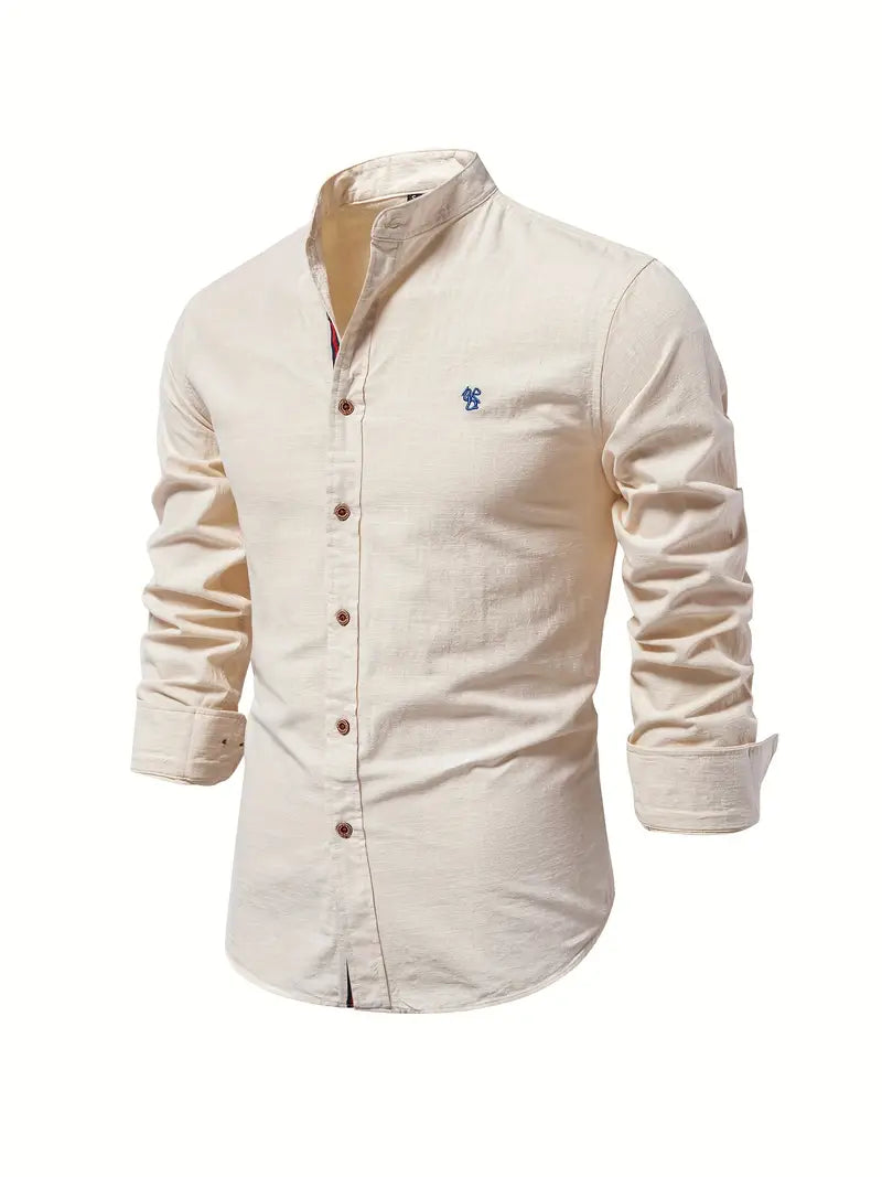 Chemise homme à manches longues, col classique, huit coloris, abricot