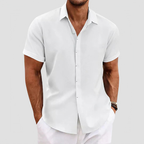 Chemise homme manches courtes, coupe droite, huit coloris, blanc