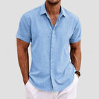 Chemise homme manches courtes, coupe droite, huit coloris, bleu clair