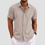 Chemise homme manches courtes, coupe droite, huit coloris, kaki