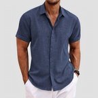 Chemise homme manches courtes, coupe droite, huit coloris, bleu marine