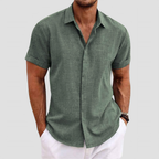 Chemise homme manches courtes, coupe droite, huit coloris, vert