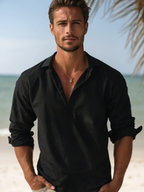 Chemise homme à col ouvert, coupe fluide, huit coloris, du S au 5XL