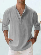 Chemise homme à col ouvert, coupe fluide, huit coloris, du S au 5XL, gris