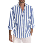 Chemise homme décontractée à poche poitrine, manches longues, bleu