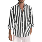 Chemise homme décontractée à poche poitrine, manches longues, noir
