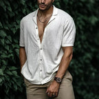 Chemise homme d'été à manches courtes, coupe ample, blanc