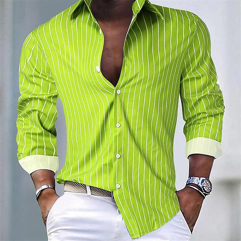Chemise homme à manches longues, coupe classique, trois coloris, vert