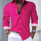 Chemise homme à manches longues, coupe classique, trois coloris, rose foncé