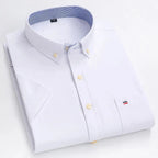Chemise homme à manches courtes, carreaux et rayures, du 38 au 47, blanc