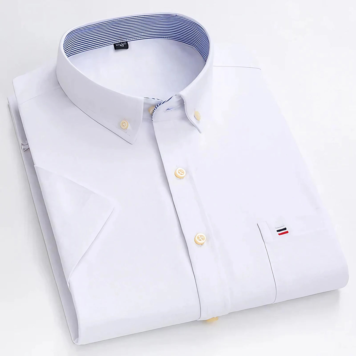 Chemise homme à manches courtes, carreaux et rayures, du 38 au 47, blanc