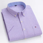 Chemise homme à manches courtes, carreaux et rayures, du 38 au 47, rose clair