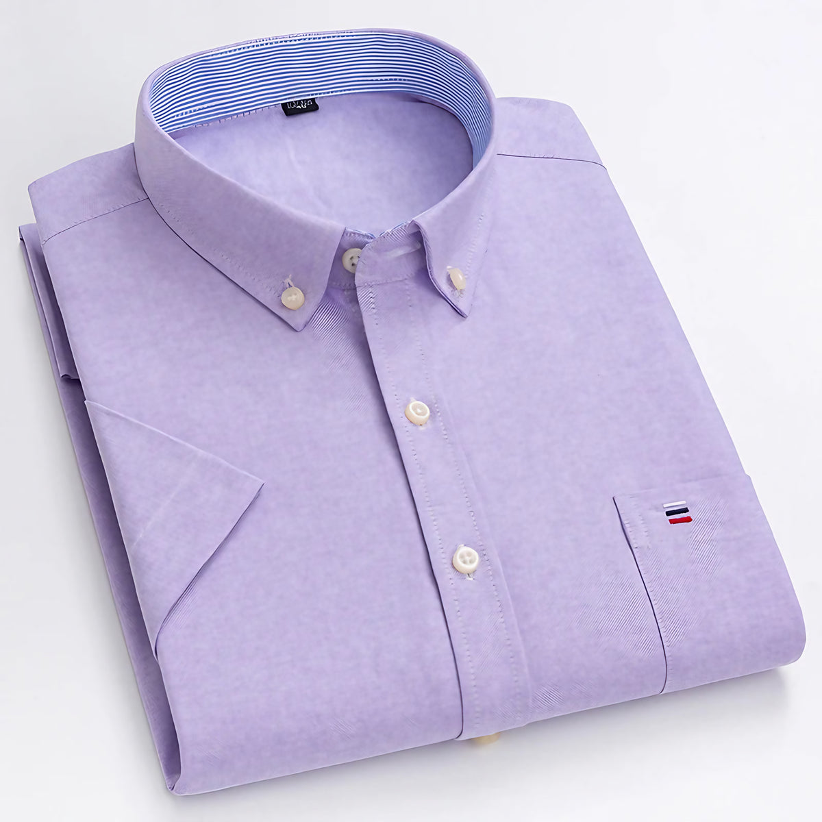 Chemise homme à manches courtes, carreaux et rayures, du 38 au 47, rose clair