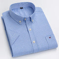 Chemise homme à manches courtes, carreaux et rayures, du 38 au 47, carreaux bleus