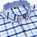 Chemise homme à manches courtes, carreaux et rayures, du 38 au 47