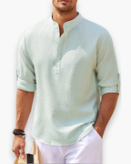 Chemise homme col mao, lavable en machine, du XS au 4XL, vert menthe