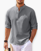 Chemise homme col mao, lavable en machine, du XS au 4XL, gris