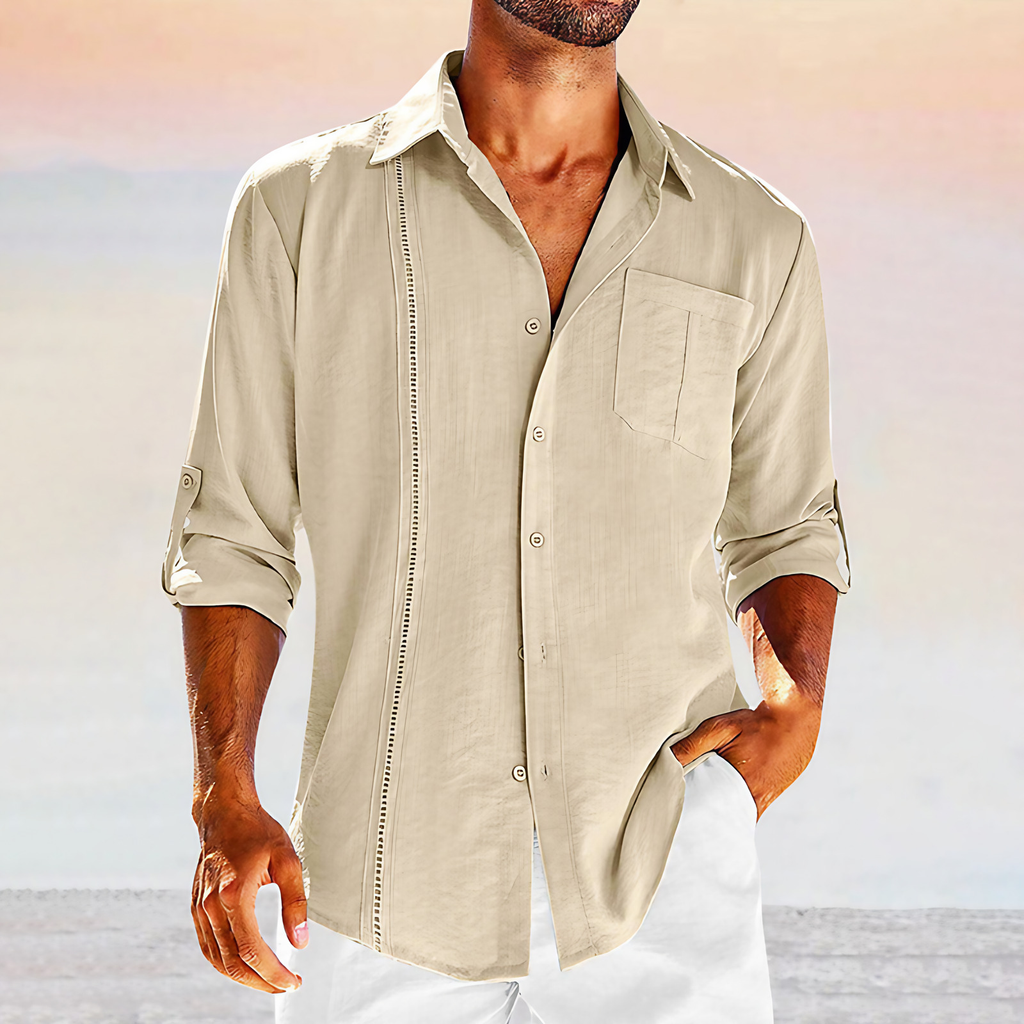 Chemise homme coupe ajustée, cinq coloris, du S au 2XL, beige