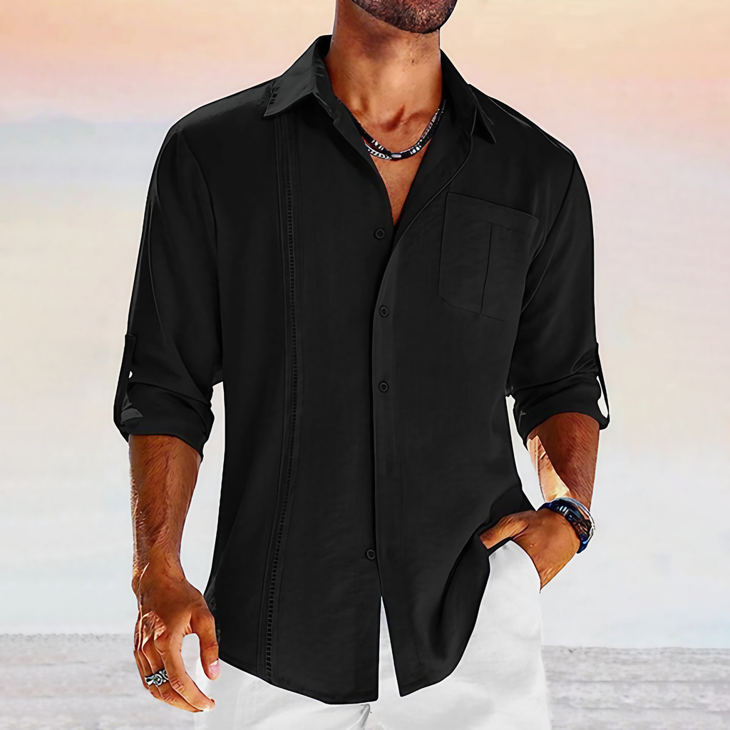 Chemise homme coupe ajustée, cinq coloris, du S au 2XL, noir