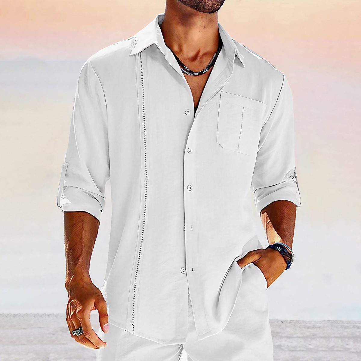 Chemise homme coupe ajustée, cinq coloris, du S au 2XL, blanc