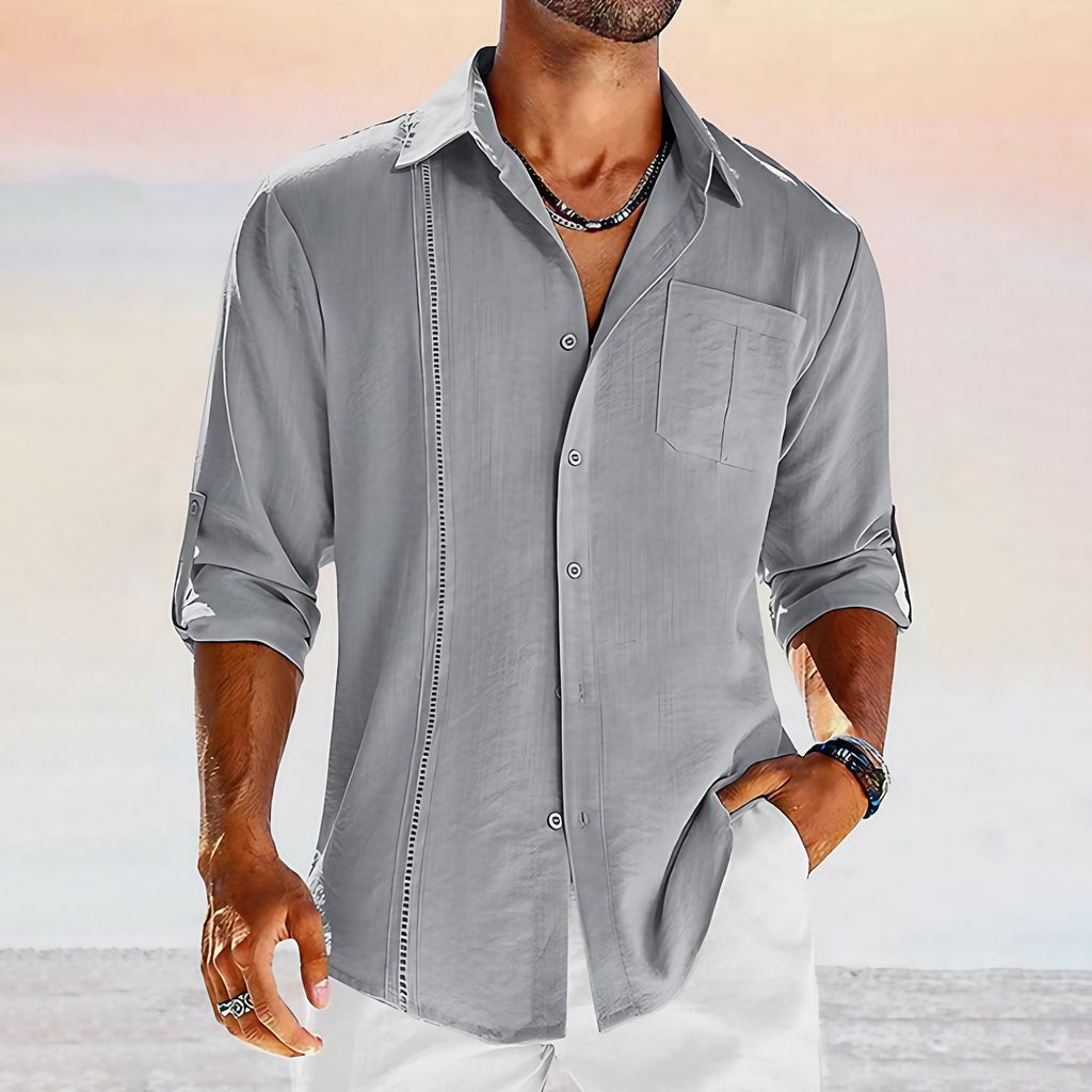 Chemise homme coupe ajustée, cinq coloris, du S au 2XL, gris