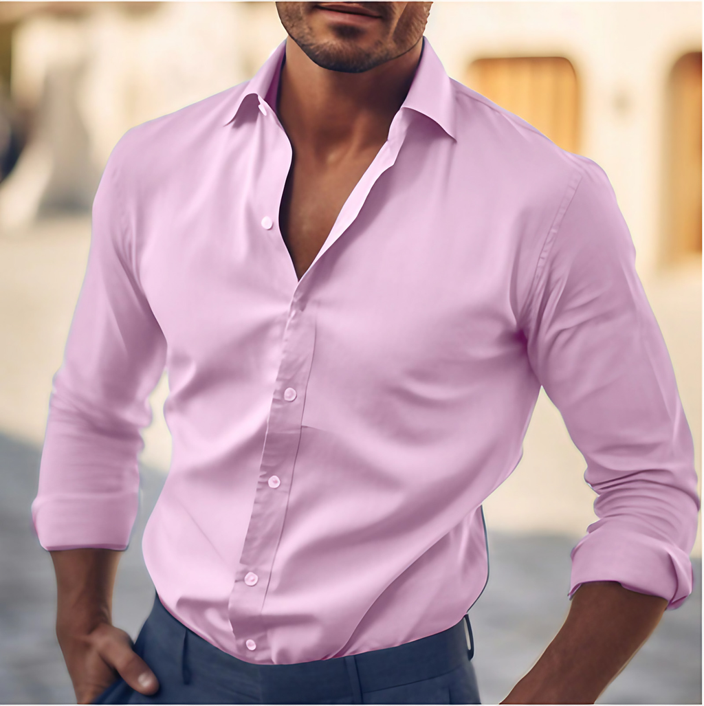 Chemise homme coupe moderne, sept coloris, du S au 3XL, rose