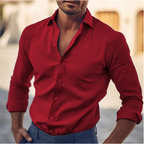Chemise homme coupe moderne, sept coloris, du S au 3XL, rouge