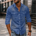 Chemise homme à poches poitrine, col classique, du S au 3XL, bleu denim