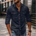 Chemise homme à poches poitrine, col classique, du S au 3XL, bleu foncé