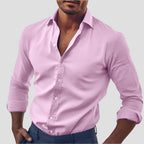 Chemise homme cintrée à col italien, manches longues, S au 5XL, rose