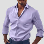 Chemise homme cintrée à col italien, manches longues, S au 5XL, violet