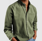Chemise homme à col Mao, coupe regular, six coloris, vert