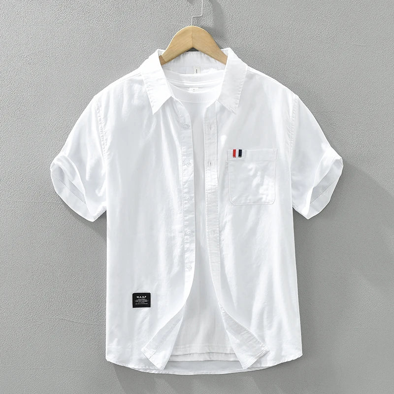 Chemise homme à manches courtes, cinq coloris, du XS au 2XL, blanc
