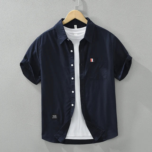 Chemise homme à manches courtes, cinq coloris, du XS au 2XL, bleu foncé
