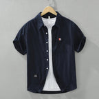 Chemise homme à manches courtes, cinq coloris, du XS au 2XL, bleu foncé