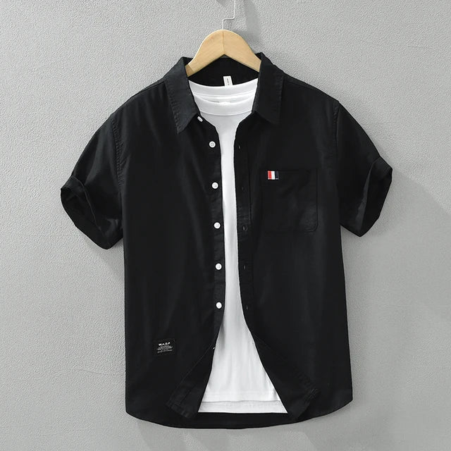 Chemise homme à manches courtes, cinq coloris, du XS au 2XL, noir