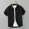 Chemise homme à manches courtes, cinq coloris, du XS au 2XL, noir