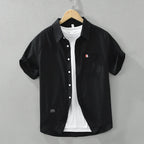 Chemise homme à manches courtes, cinq coloris, du XS au 2XL, noir