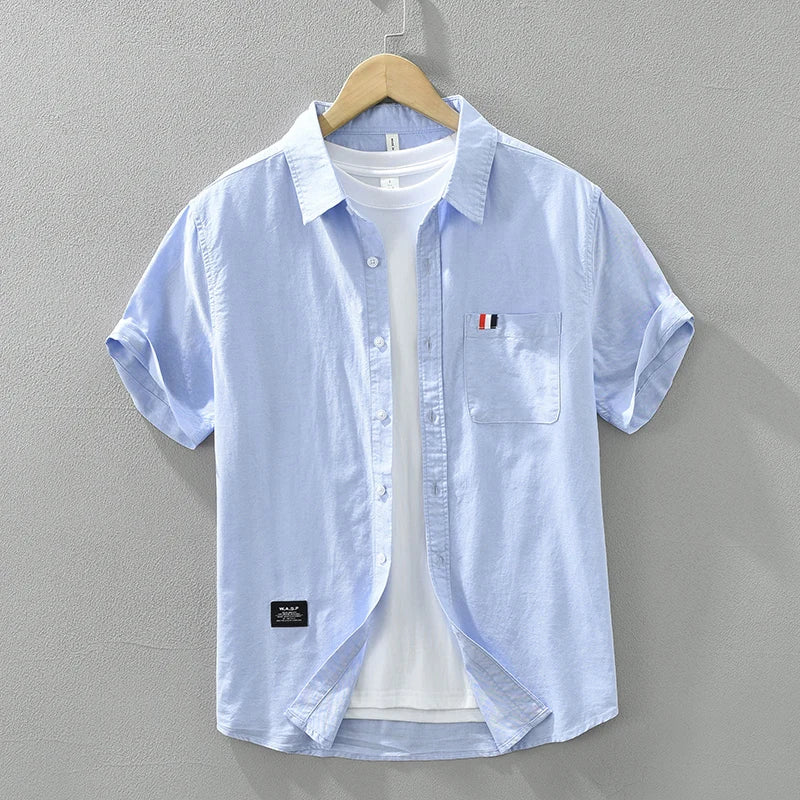 Chemise homme à manches courtes, cinq coloris, du XS au 2XL, bleu