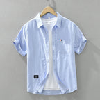Chemise homme à manches courtes, cinq coloris, du XS au 2XL, bleu